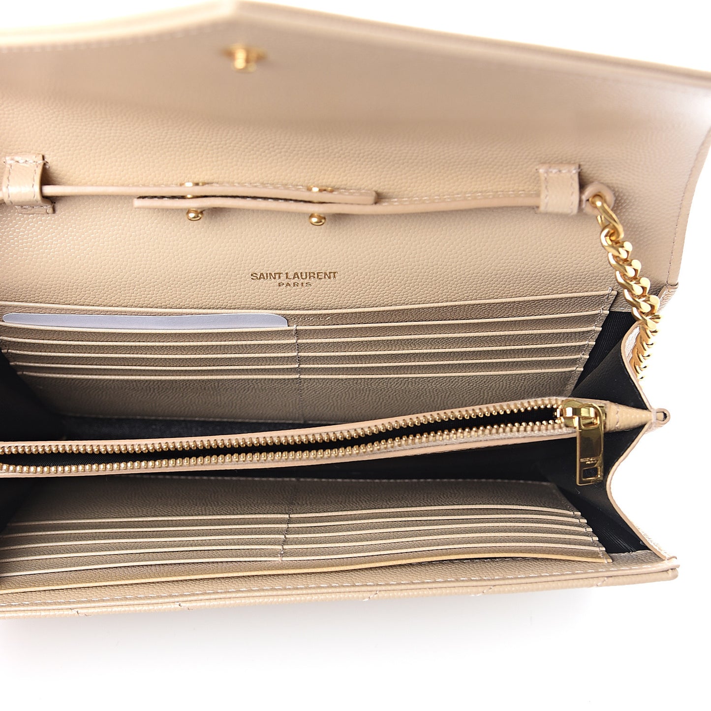 Grain De Poudre Matelasse Chevron Monogram Chain Wallet Nude Powder