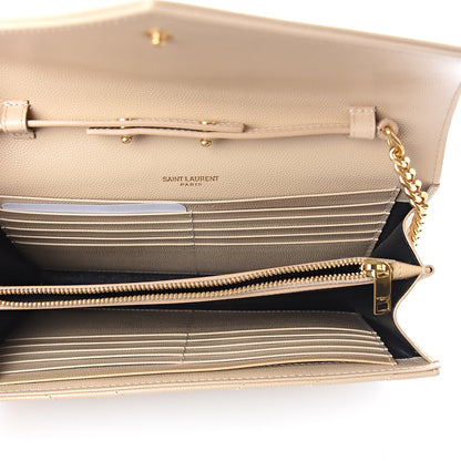 Saint Laurent Grain De Poudre Matelasse Chevron Monogram Chain Wallet Nude Powder 4 of 7