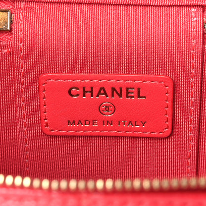 Chanel Caviar Quilted Mini Vanity Case With Chain Red 6 of 11