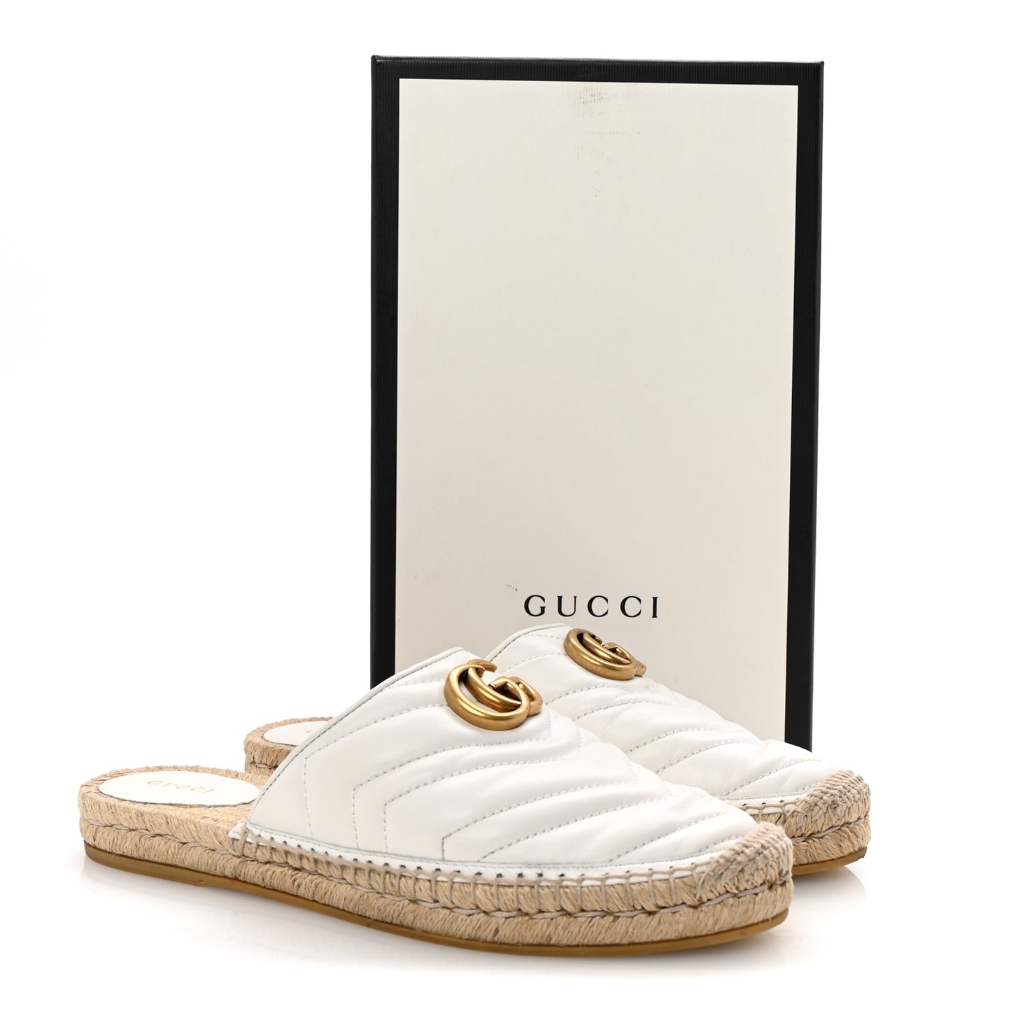 Nappa Matelasse GG Marmont Espadrille Slippers 40.5 Great White