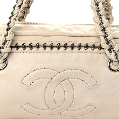 Chanel Goatskin Medium Luxe Ligne Bowler Beige 8 of 14