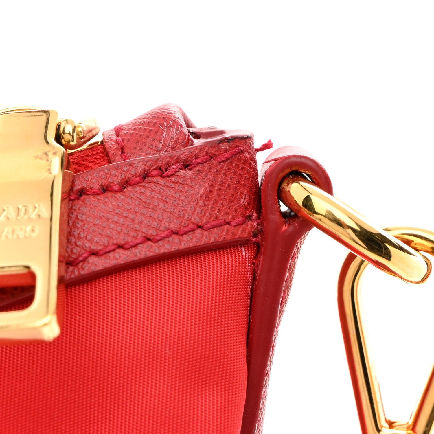 Prada Tessuto Nylon Saffiano Tote Red 12 of 12