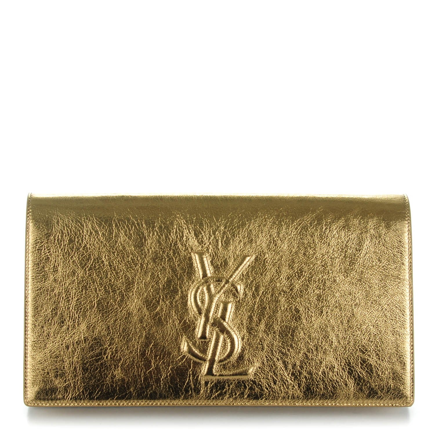 Saint Laurent Metallic Calfskin Monogram Large Belle De Jour Clutch Gold 1 of 7