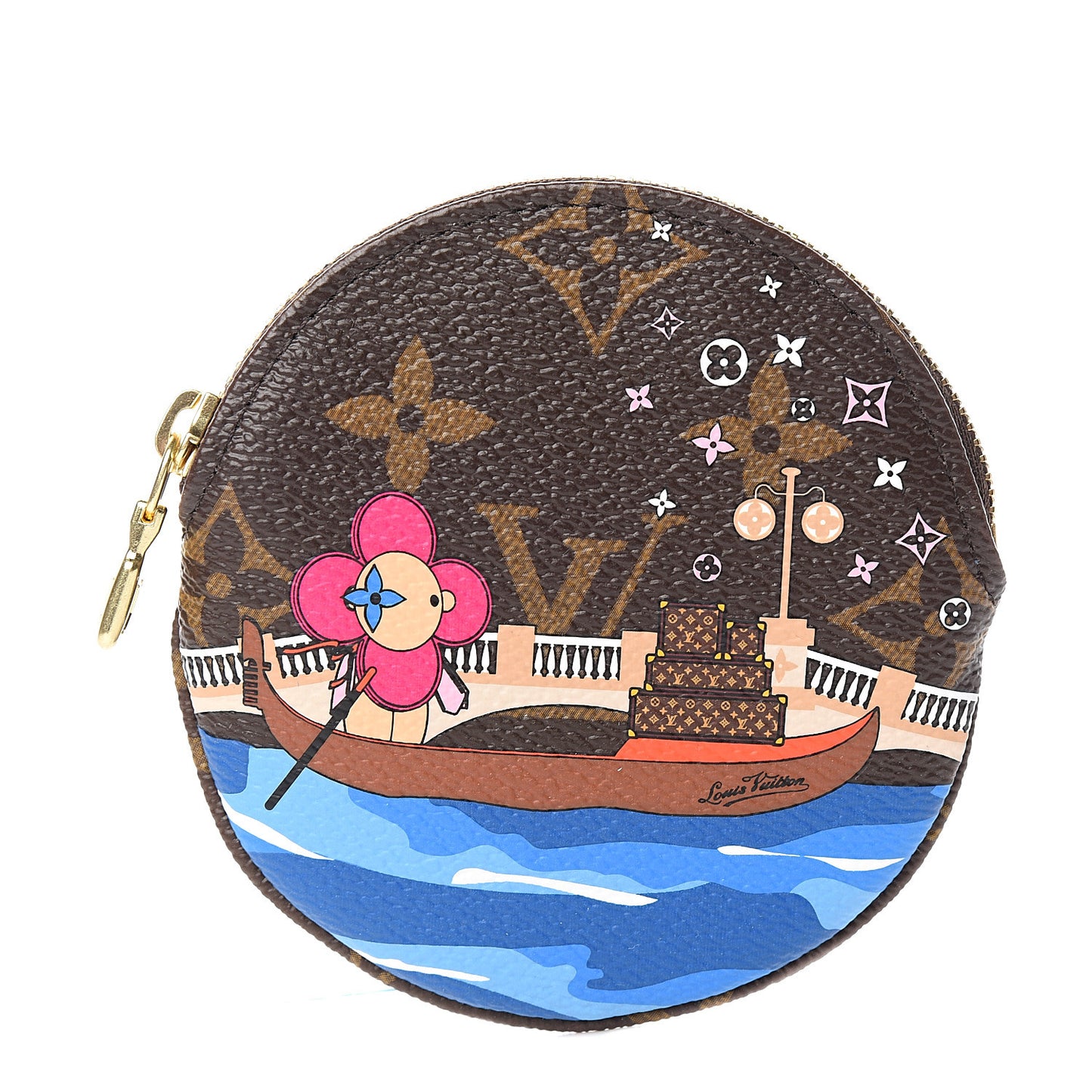 Monogram 2019 Christmas Animation Round Coin Purse Blue