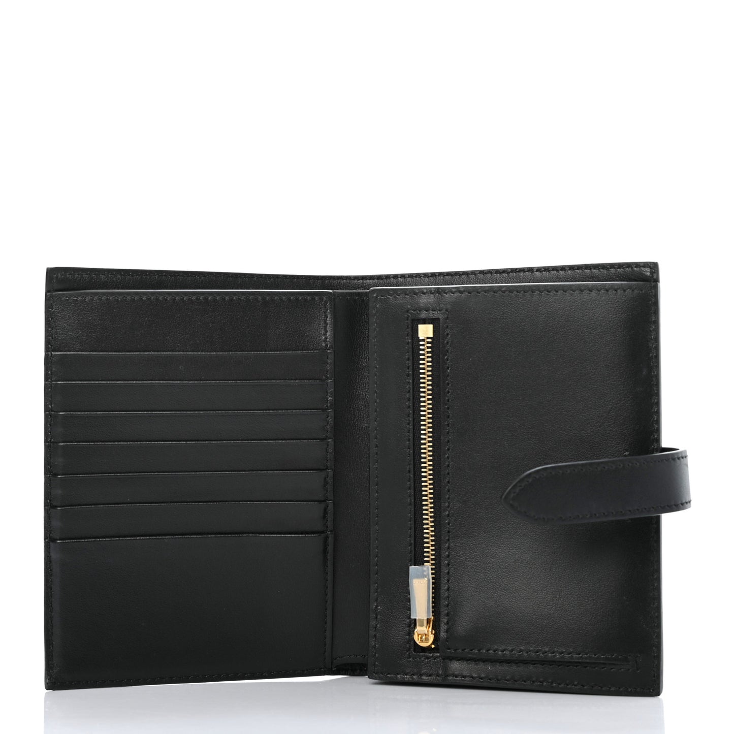 Grained Calfskin Medium Multifunction Strap Wallet Black