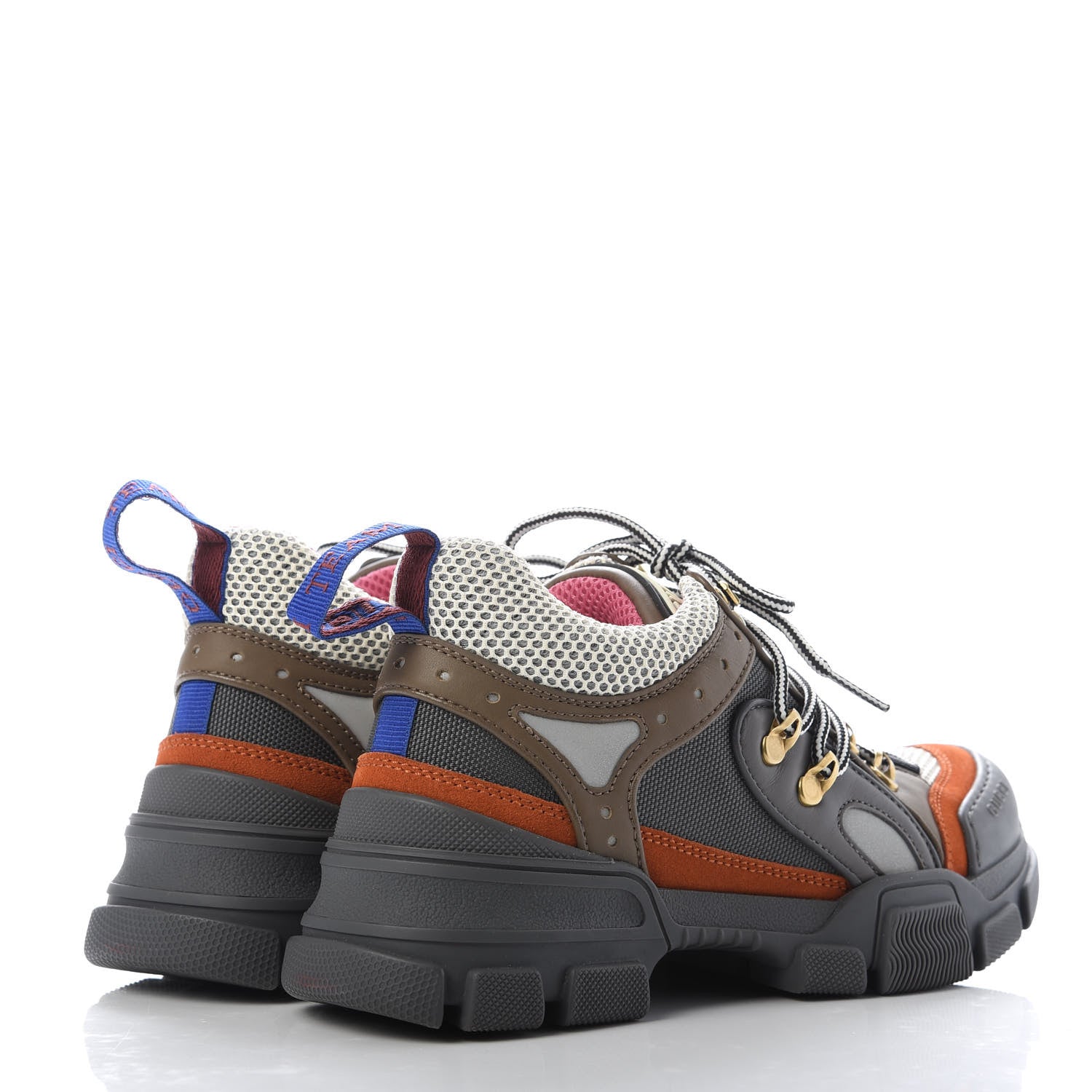 Gucci X SEGA Mesh Canvas Calfskin Womens Flashtrek Sneakers 37 White Box Pink Ardesia Loess 4 of 8