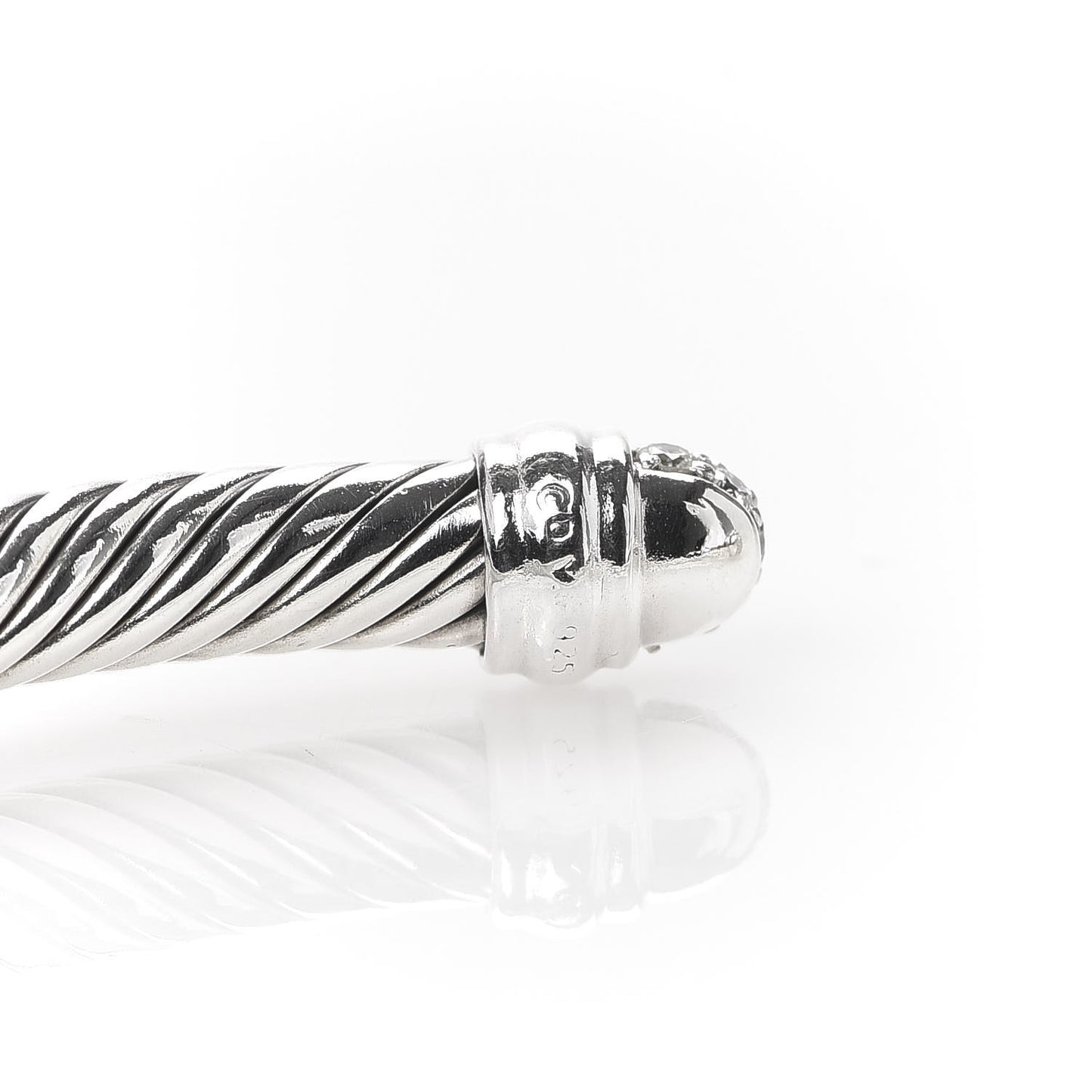Sterling Silver Pave Diamond 5mm Cable Classics Bracelet