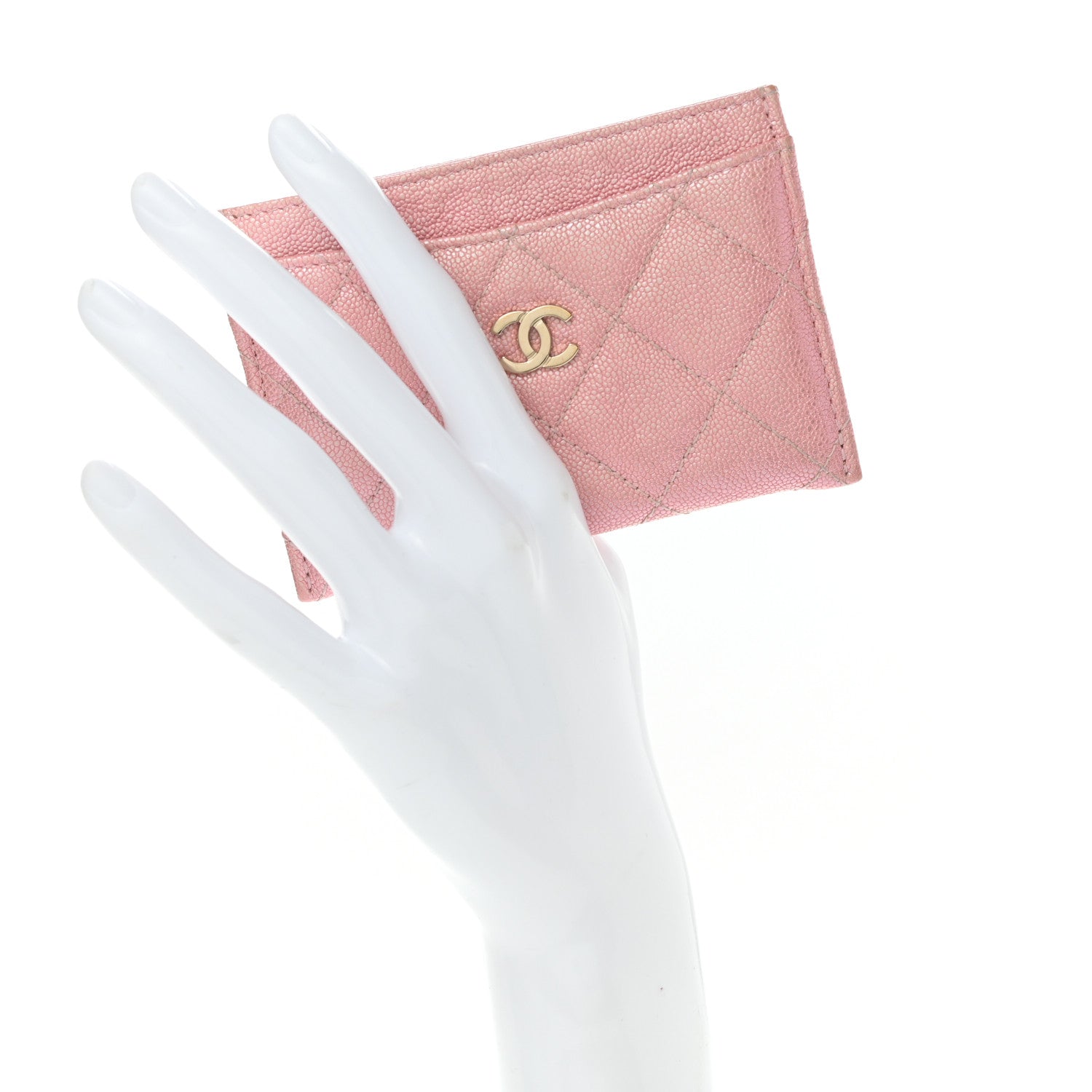 Chanel Iridescent Caviar Quilted Card Holder Pink 2 of 9