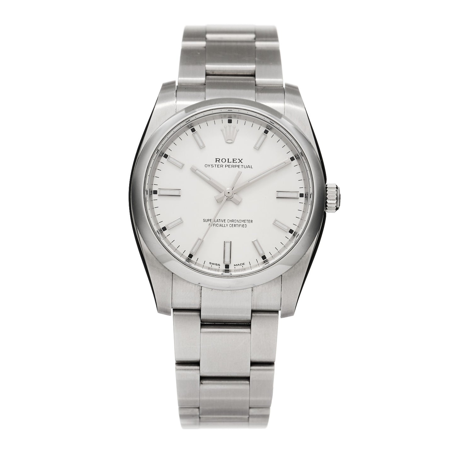 Stainless Steel 34mm Oyster Perpetual Watch White 114200