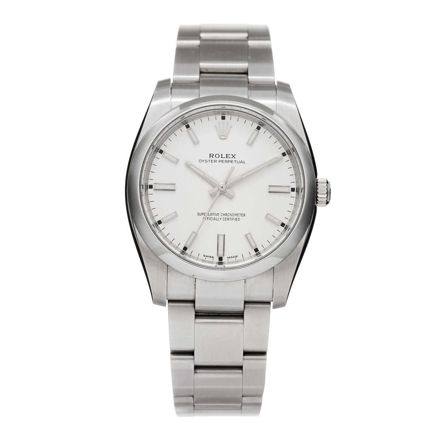 Rolex Stainless Steel 34mm Oyster Perpetual Watch White 114200 1 of 5