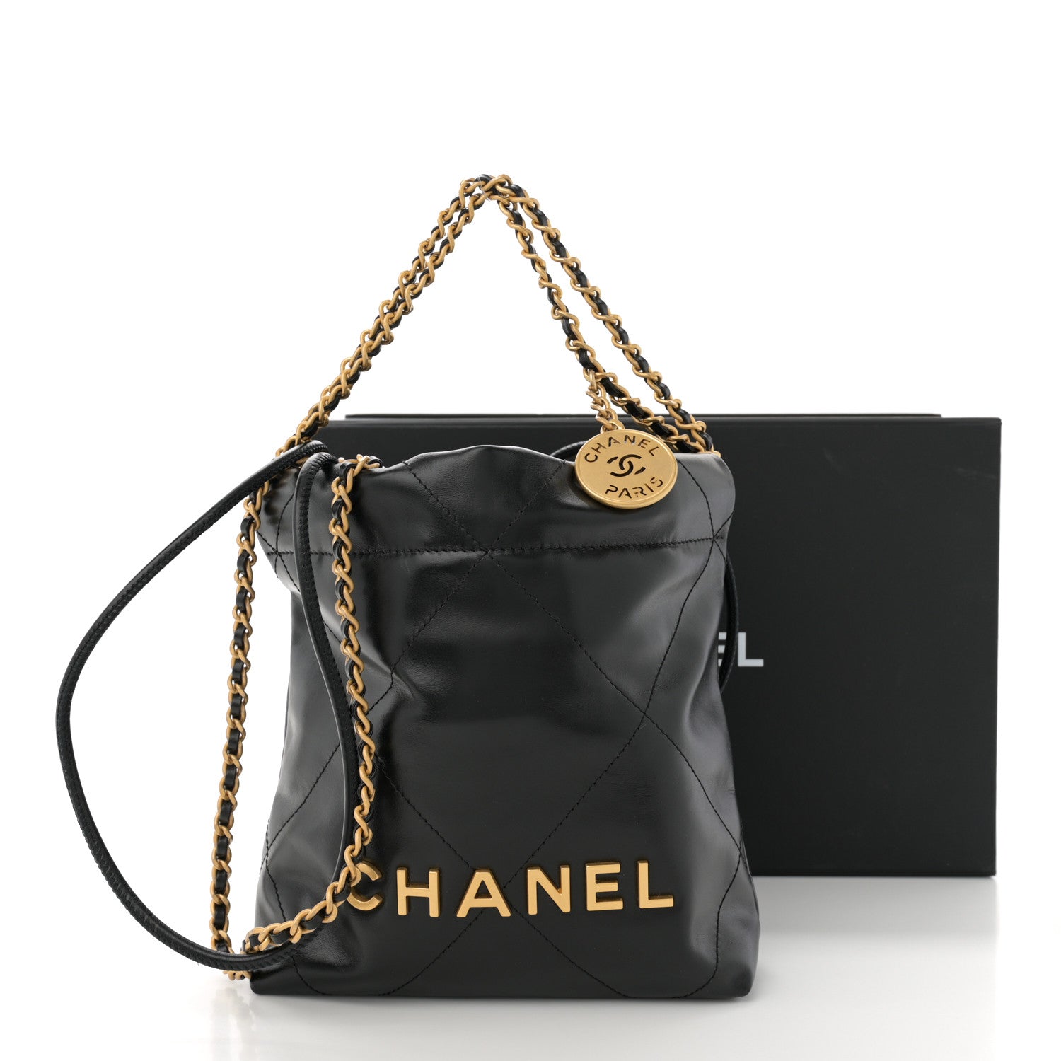 Chanel Shiny Calfskin Quilted Mini Chanel 22 Black 11 of 11