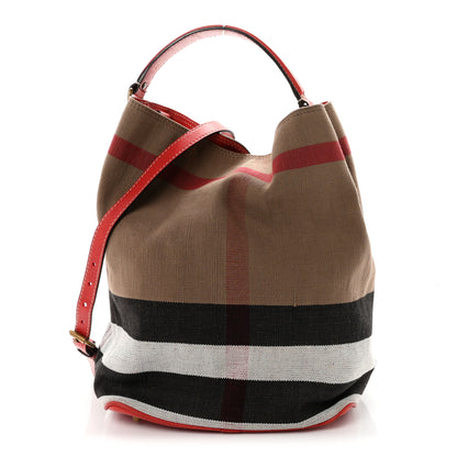 Burberry Canvas Mega Check Medium Ashby Hobo Cadmium Red 1 of 11