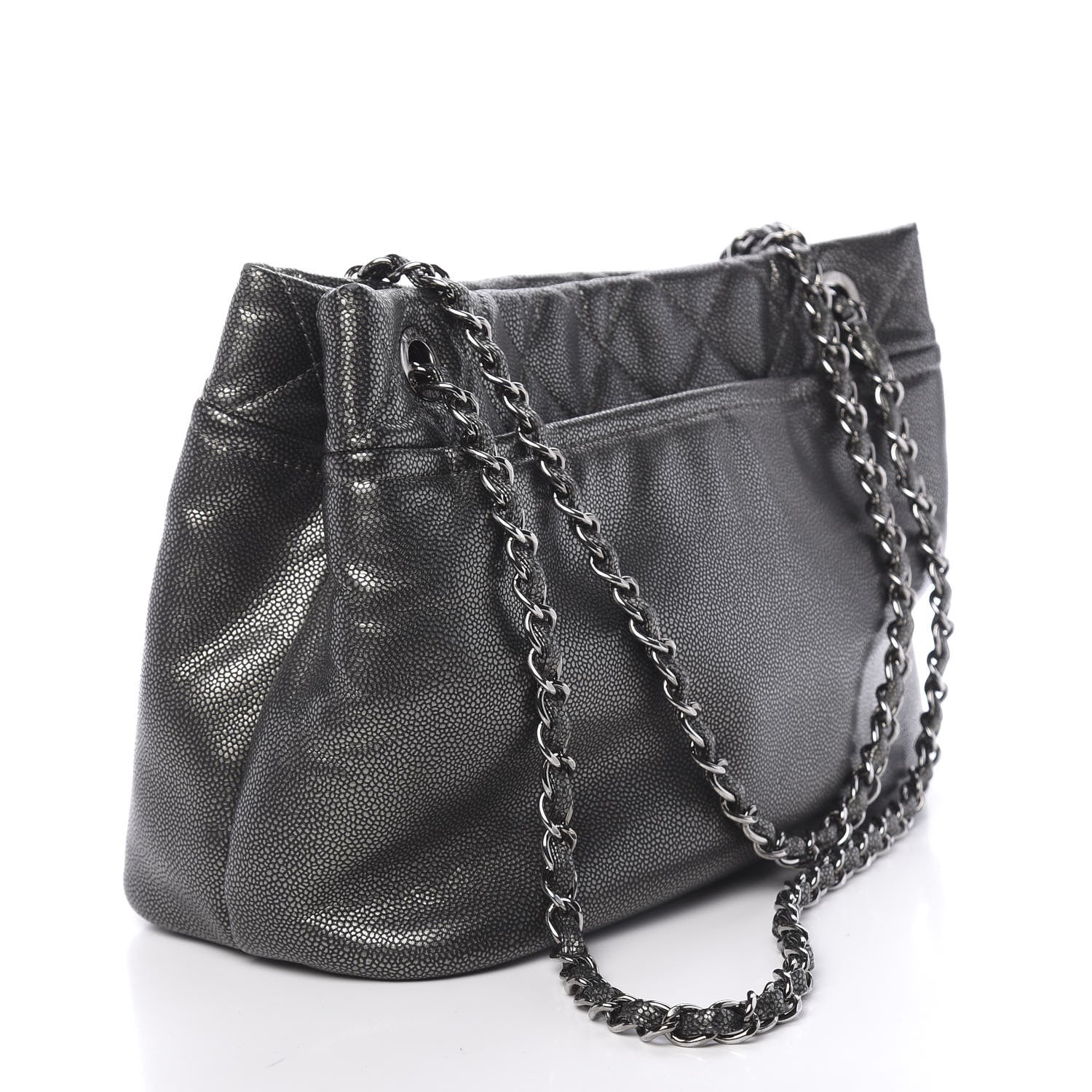Chanel Metallic Caviar Quilted CC Timeless Tote Dark Silver 3 of 10