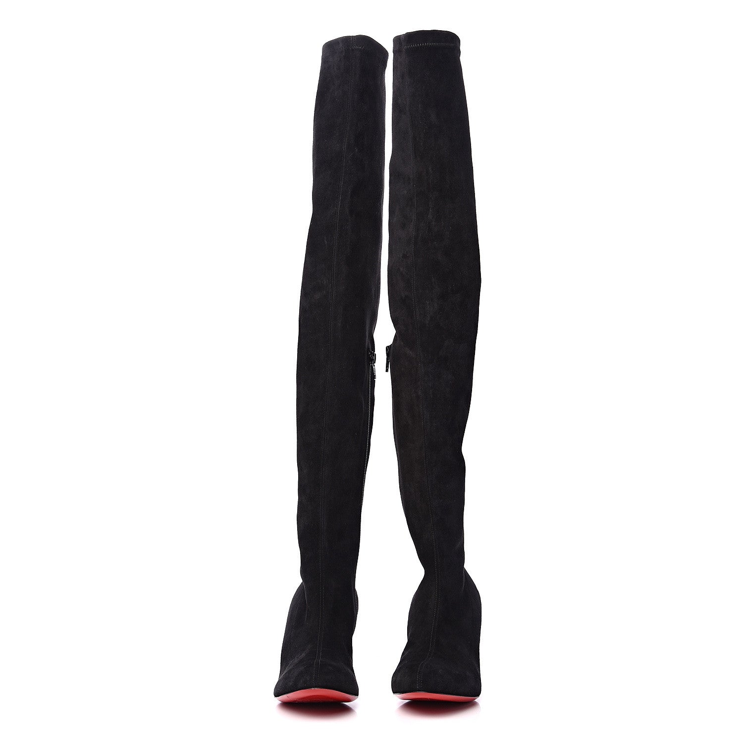 Christian Louboutin Veau Velours Alta Top 70 Over The Knee Boots 37.5 Black 2 of 10