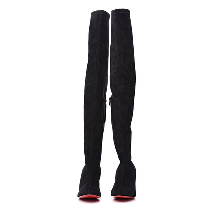 Christian Louboutin Veau Velours Alta Top 70 Over The Knee Boots 37.5 Black 2 of 10