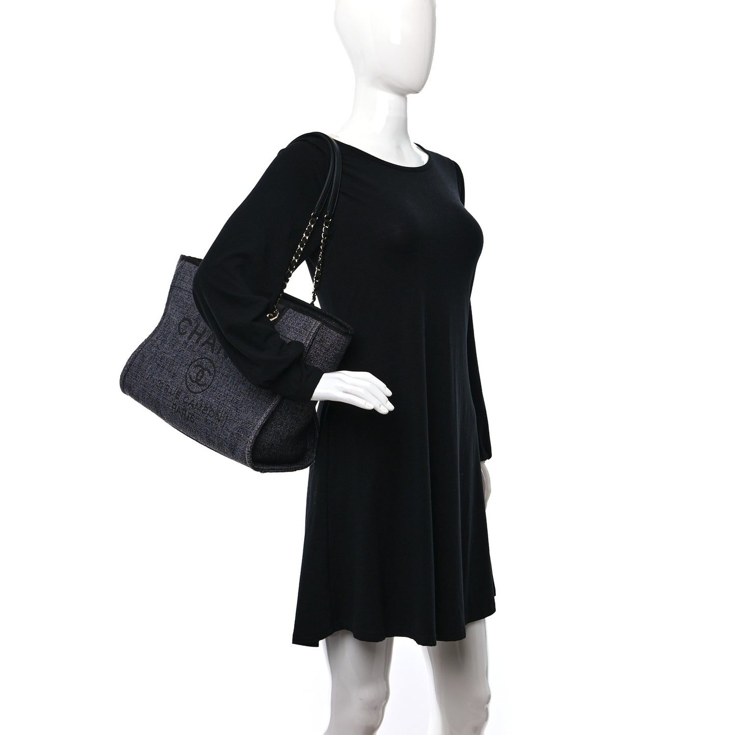 Mixed Fibers Calfskin Small Deauville Tote Blue