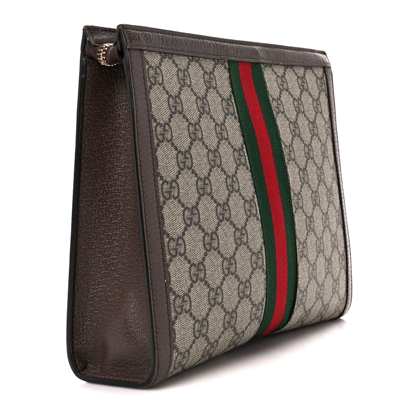GG Supreme Monogram Web Ophidia Pouch Brown