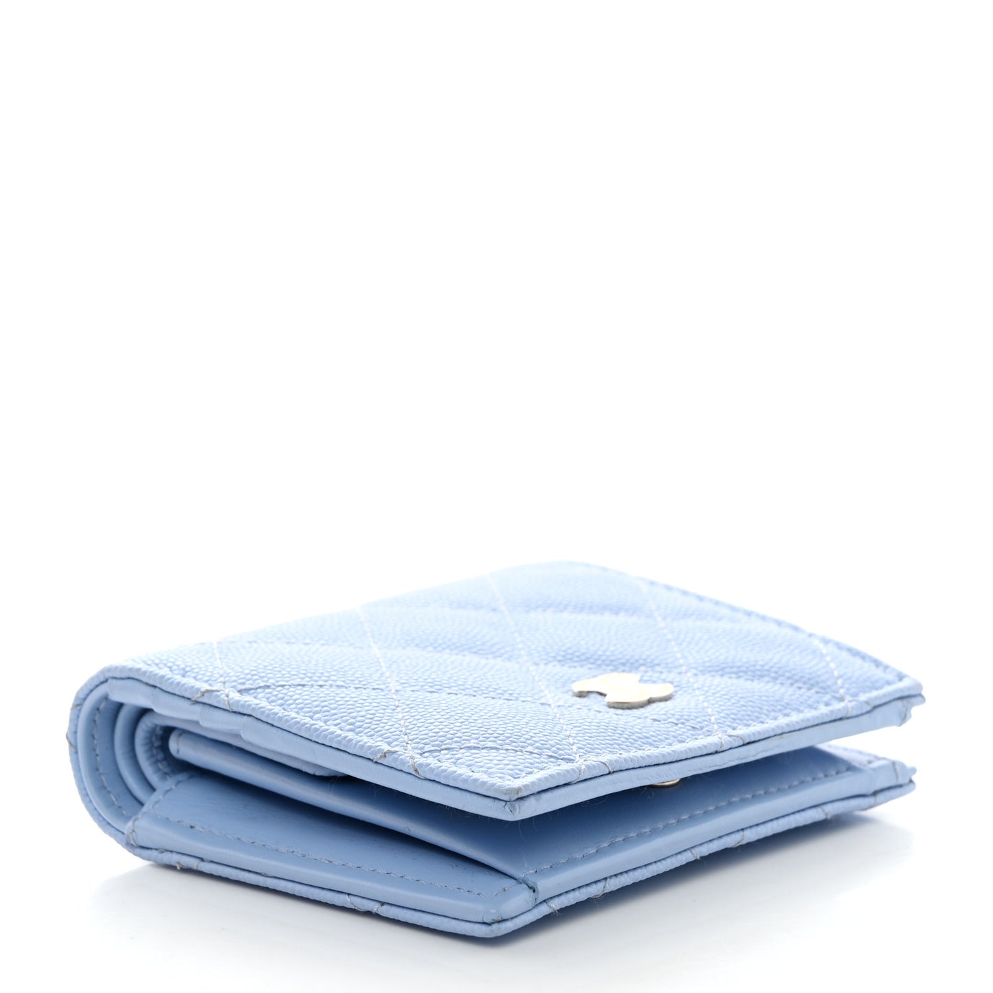 Caviar Quilted Compact Bifold Wallet Light Blue