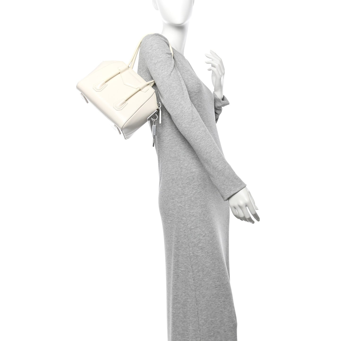 Box Calfskin Mini Lock Antigona Shoulder Bag Ivory