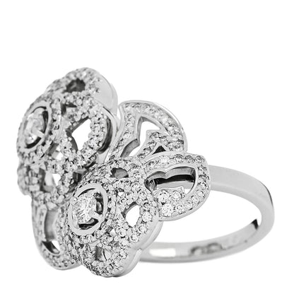 Chanel 18K White Gold Diamond Camelia Two Flower Ring 51 5.75 3 of 7