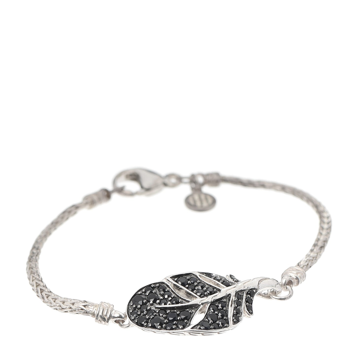 Sterling Silver Black Sapphire Leaf Chain Bracelet