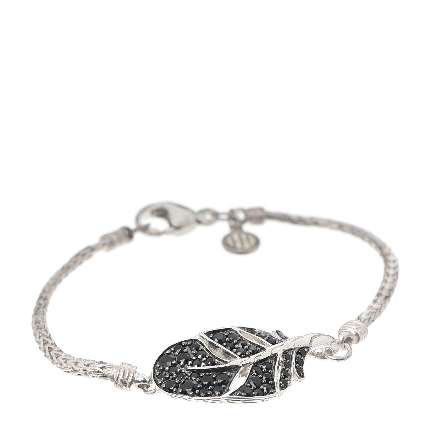 John Hardy Sterling Silver Black Sapphire Leaf Chain Bracelet 1 of 5