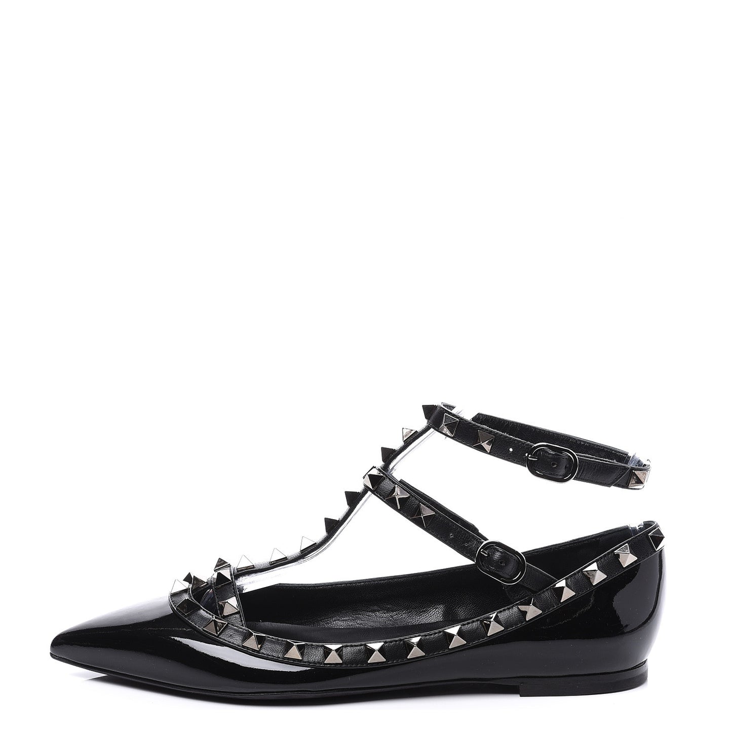 Patent Rockstud Cage Ballerina Flats 36 Black