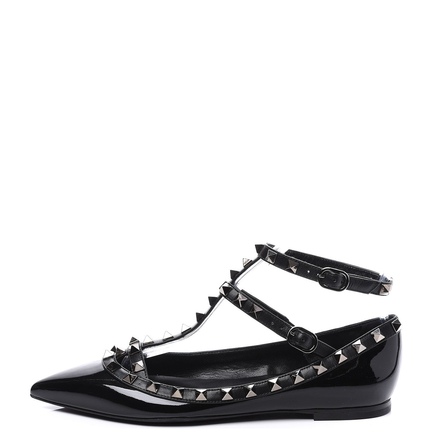 Valentino Garavani Patent Rockstud Cage Ballerina Flats 36 Black 1 of 11