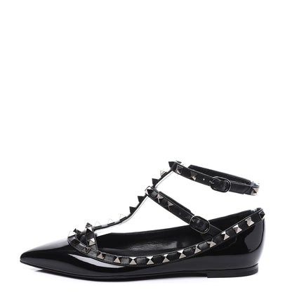 Valentino Garavani Patent Rockstud Cage Ballerina Flats 36 Black 1 of 11