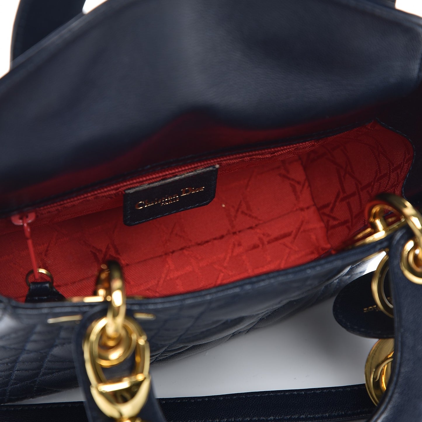 Vintage Lambskin Cannage Mini Lady Dior Navy Blue