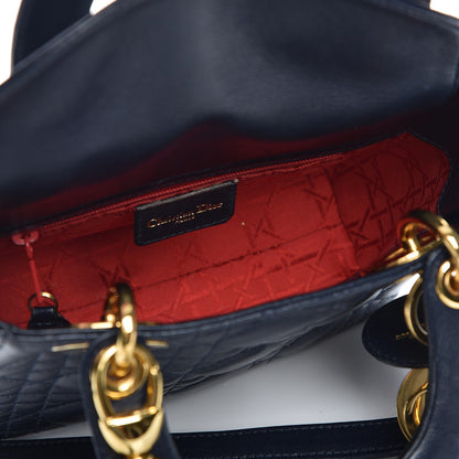 Christian Dior Vintage Lambskin Cannage Mini Lady Dior Navy Blue 5 of 7