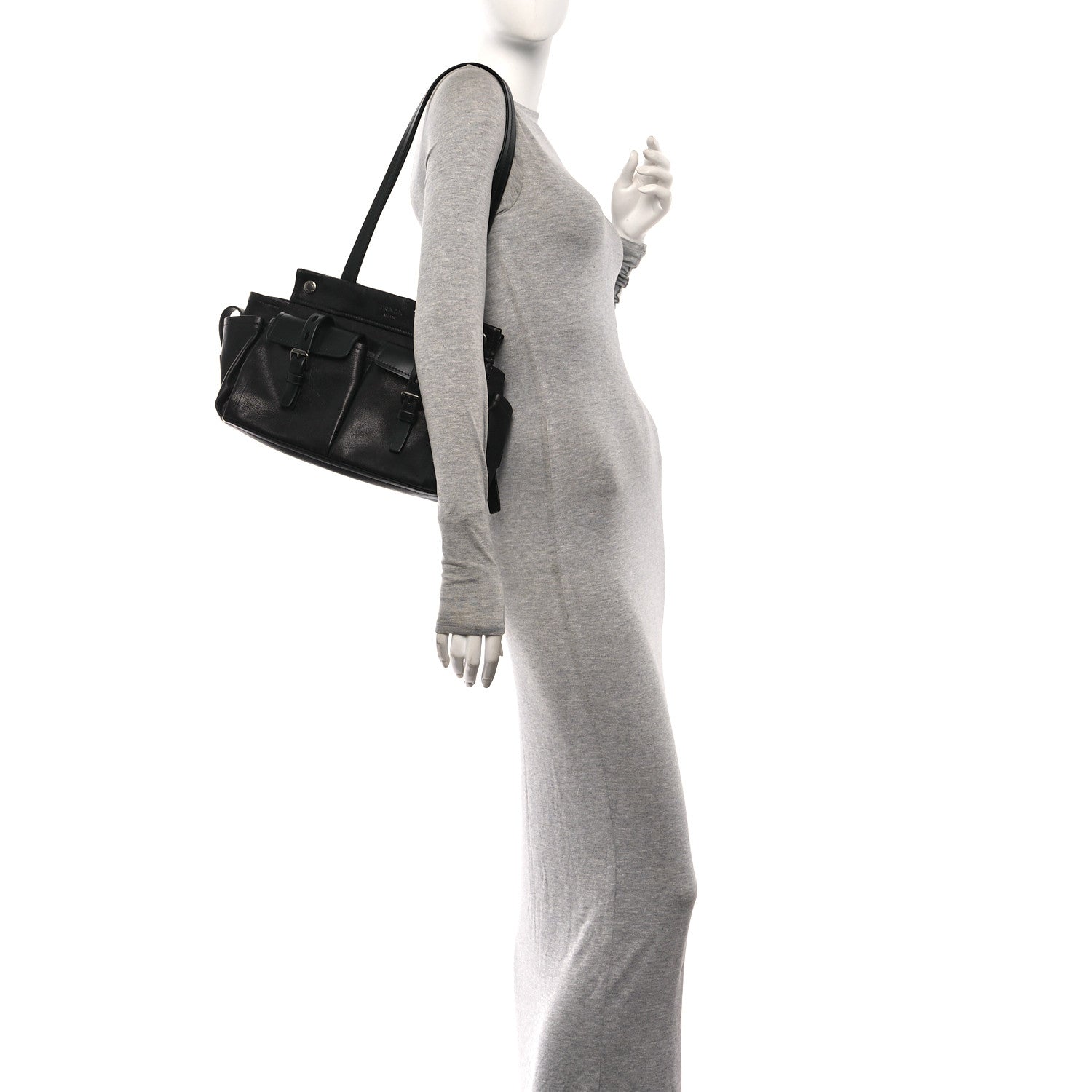 Prada Buffalo Medium Route Tote Bag Black 2 of 9
