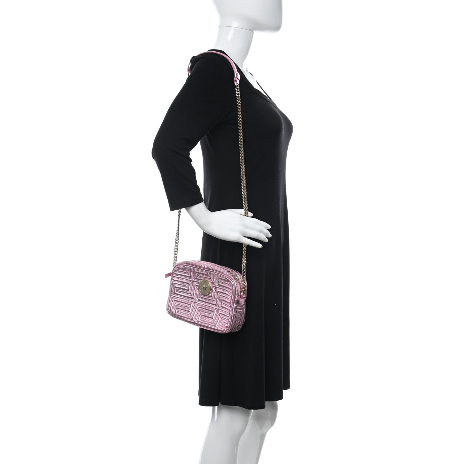Versace Metallic Nappa Quilted Icon Camera Bag Rosa 2 of 9