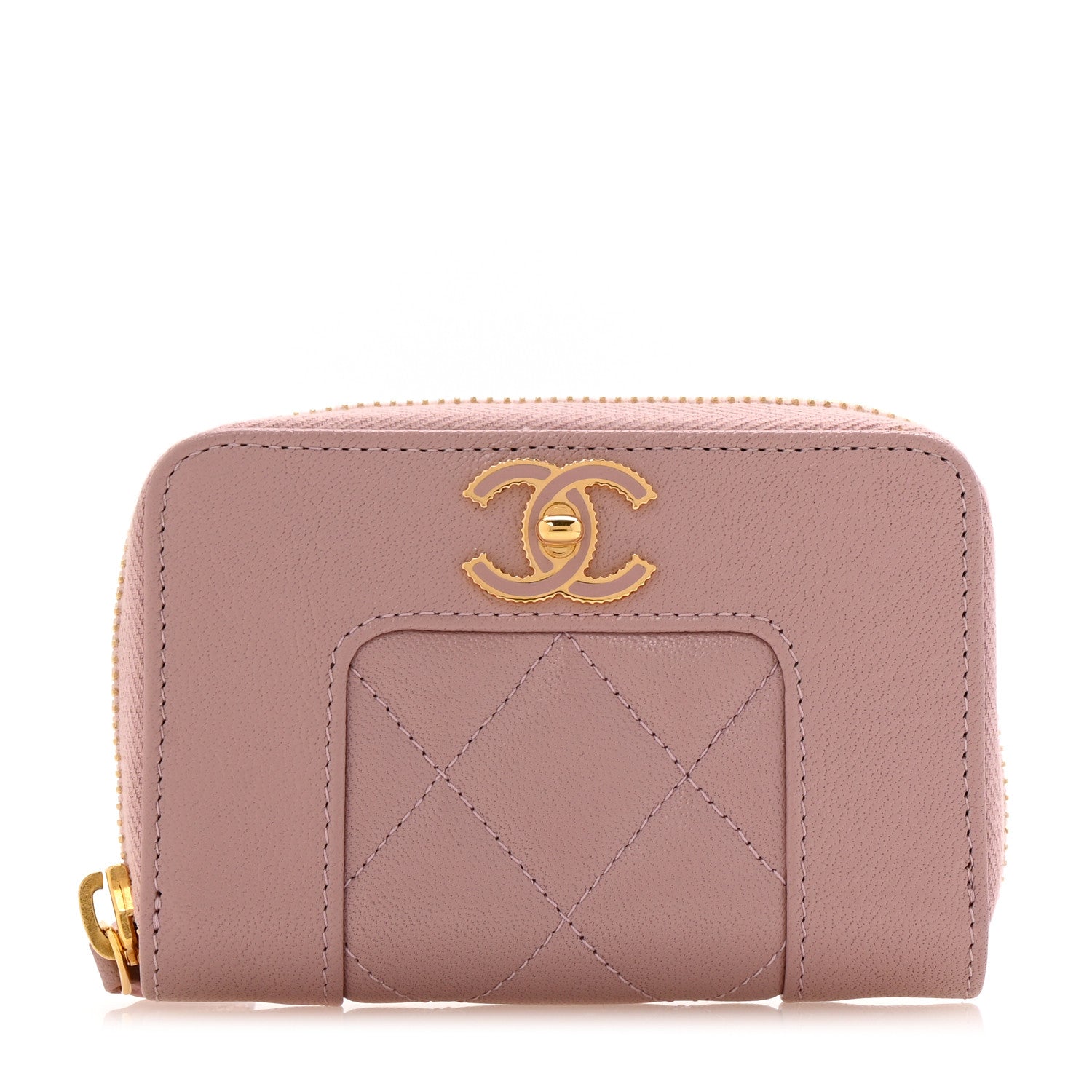 Chanel Sheepskin Quilted Mademoiselle Vintage Zip Coin Purse Light Pink 1 of 8