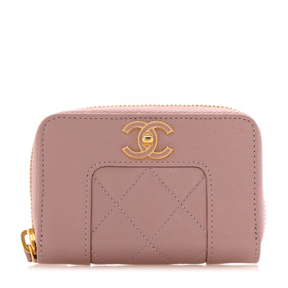 Chanel Sheepskin Quilted Mademoiselle Vintage Zip Coin Purse Light Pink 1 of 8
