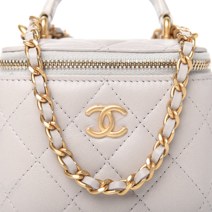 Chanel Lambskin Quilted Top Handle Mini Vanity Case With Chain Grey 10 of 11
