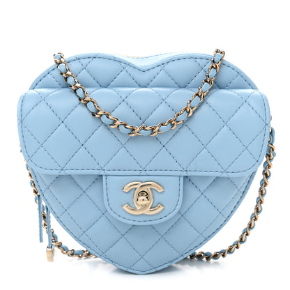 Chanel Lambskin Quilted CC In Love Heart Bag Light Blue 1 of 11