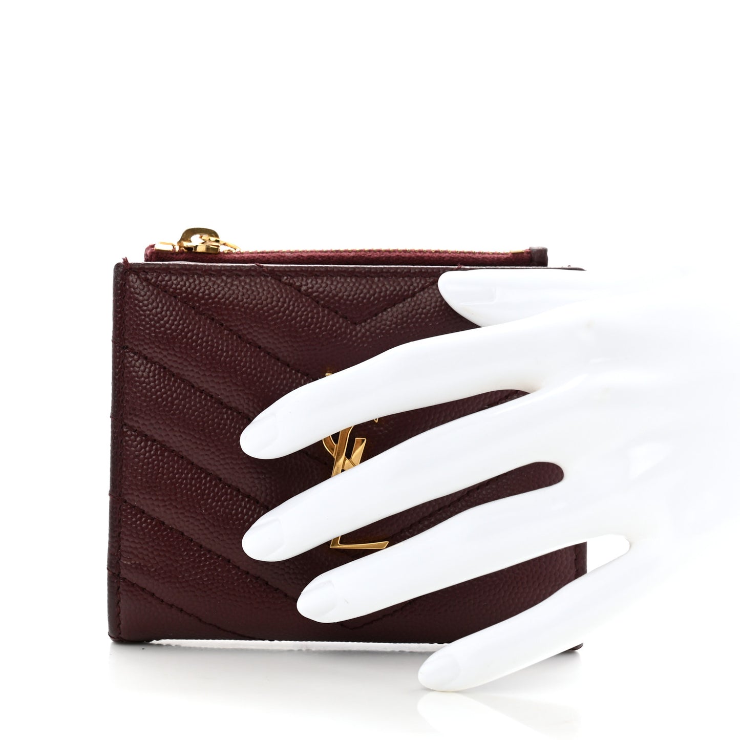Grain De Poudre Matelasse Chevron Monogram Zipped Card Case Rouge Eros