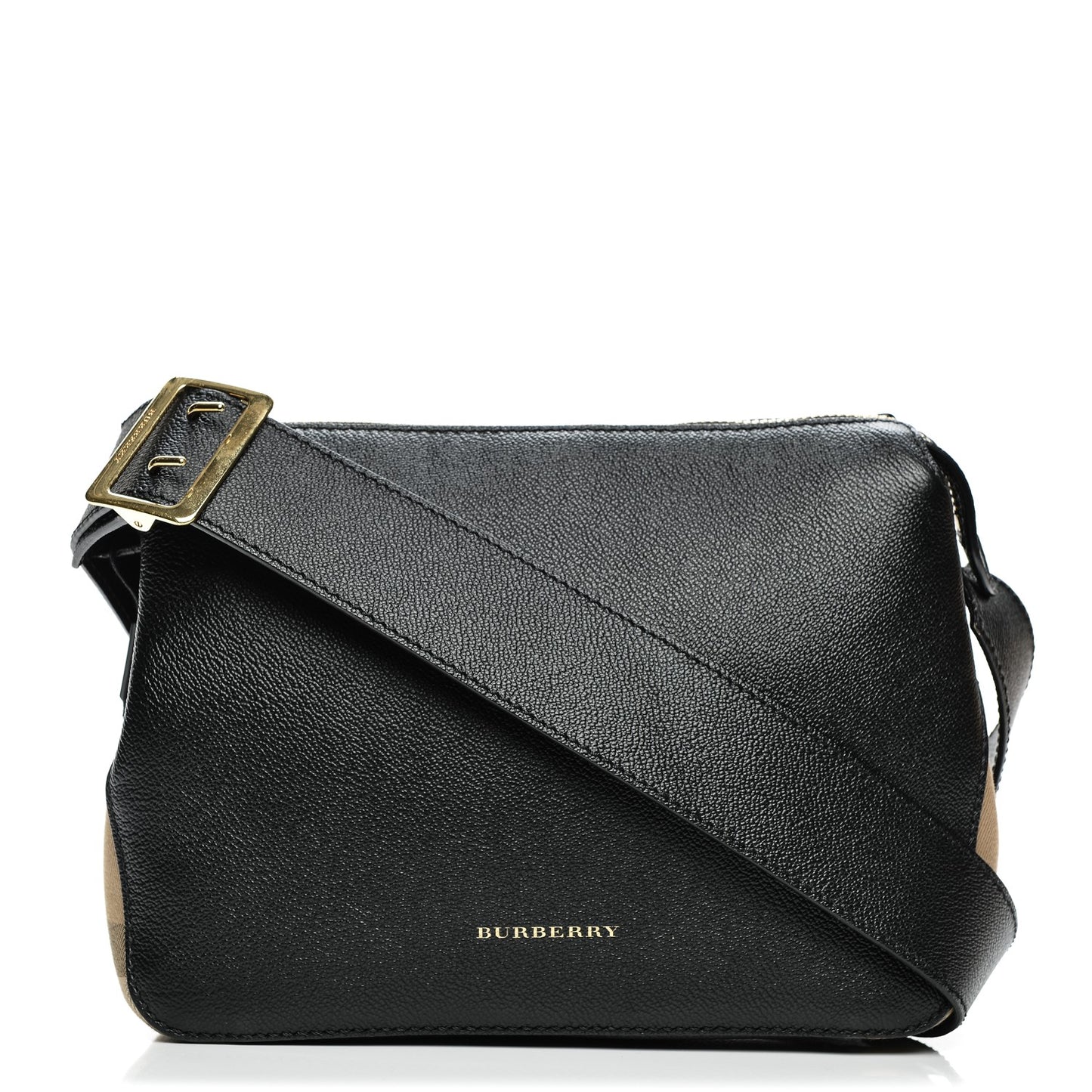 Soft Grain Calfskin House Check Small Helmsley Crossbody Black