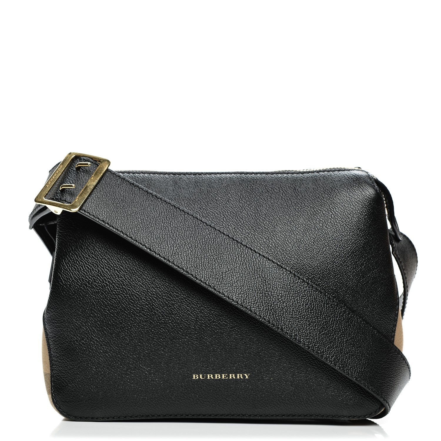 Burberry Soft Grain Calfskin House Check Small Helmsley Crossbody Black 1 of 7