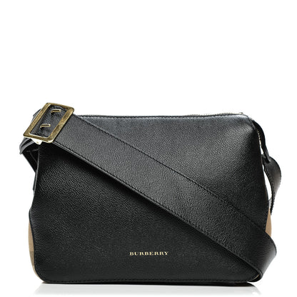 Burberry Soft Grain Calfskin House Check Small Helmsley Crossbody Black 1 of 7