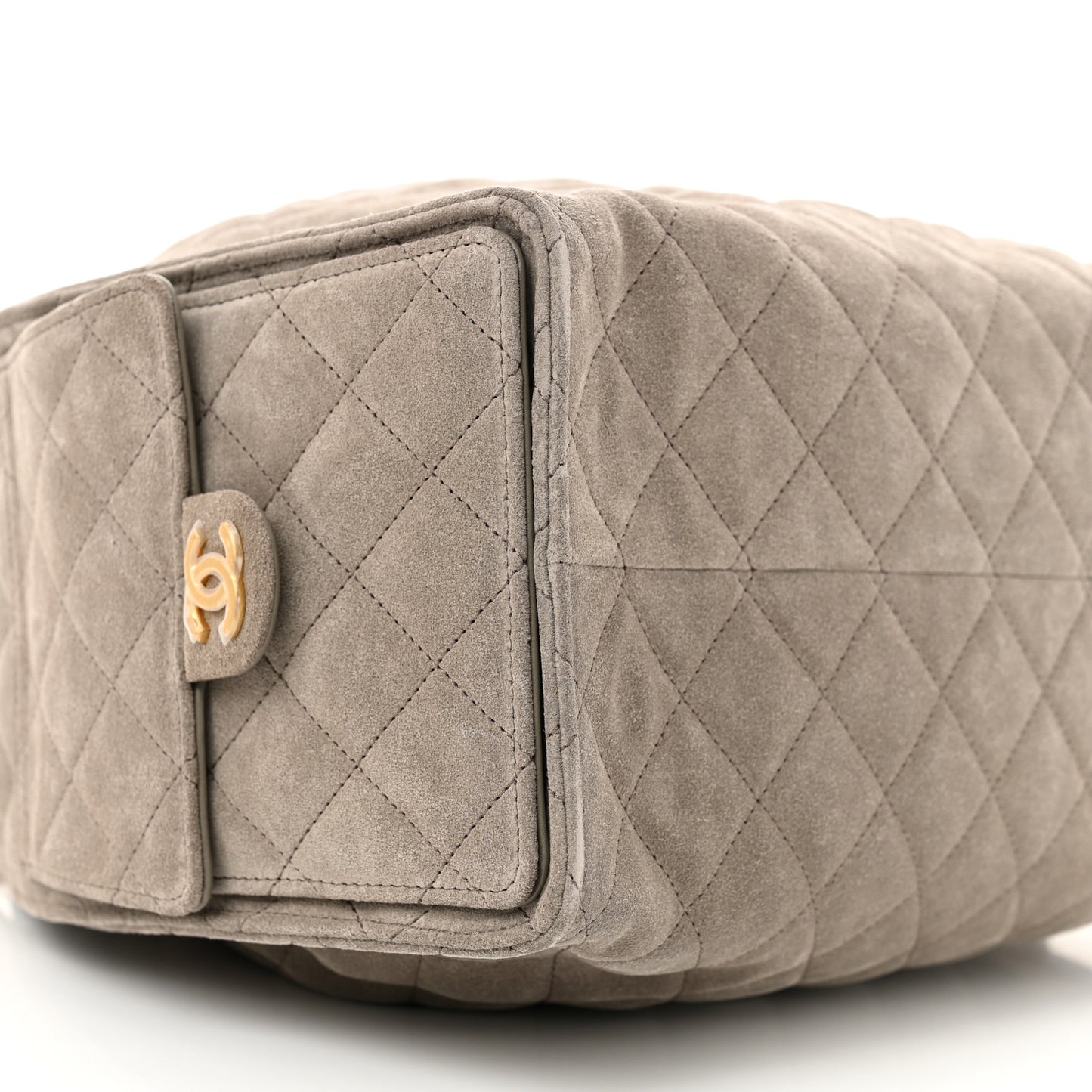 Suede Quilted Medium Chanel 25 Handbag Dark Grey