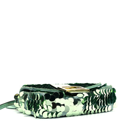 Fendi Satin Paillettes Catalan Mirror Mini Baguette 1997 Green 3 of 8
