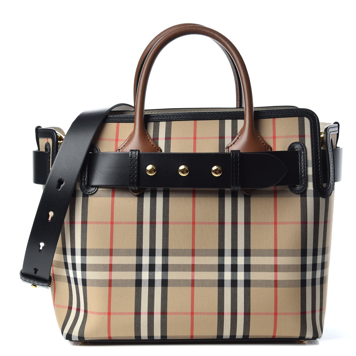 Burberry Calfskin Vintage Check Triple Stud Mini Belt Bag Archive Beige 1 of 11