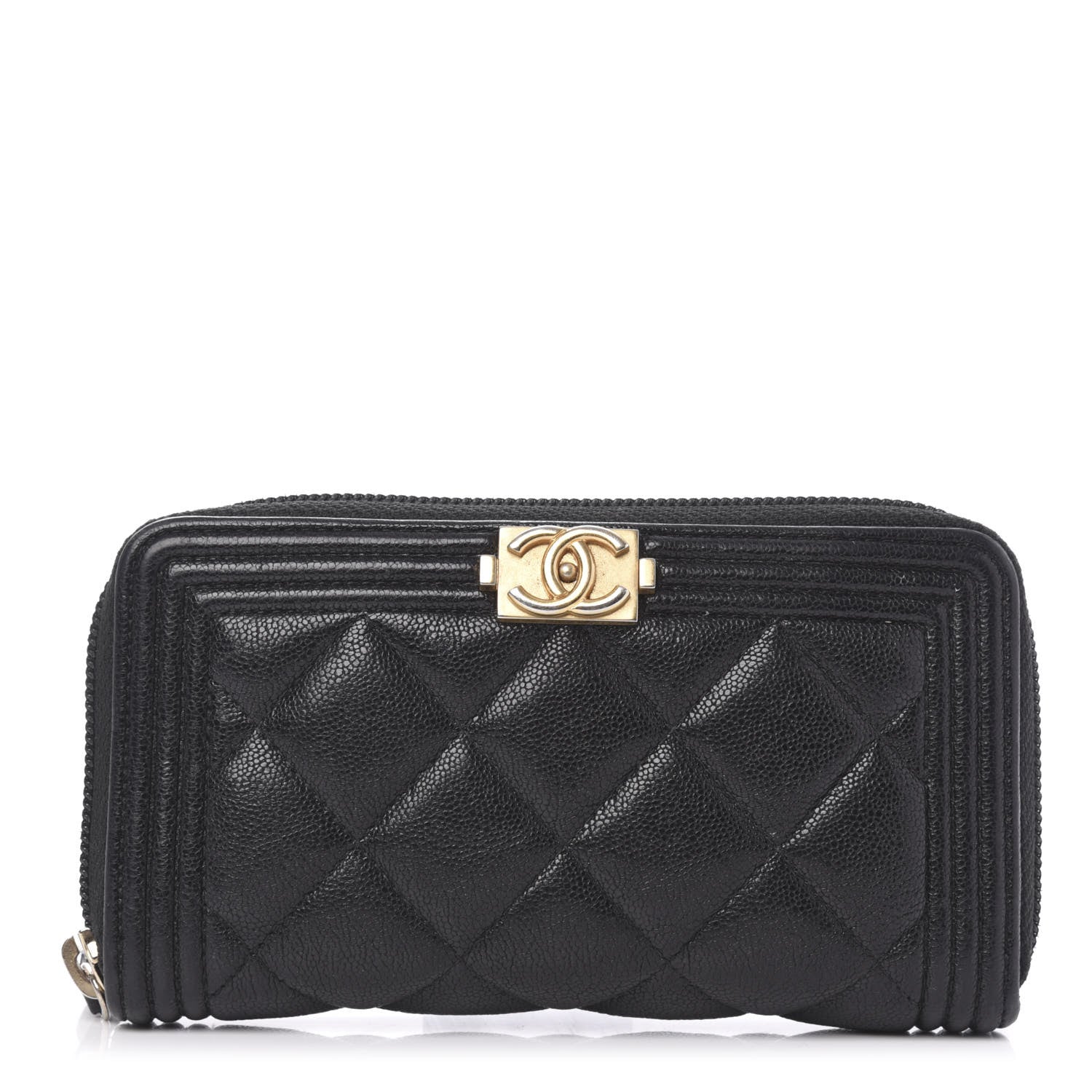 Chanel Caviar Quilted Small Boy Zip Around Wallet Black 1 of 11