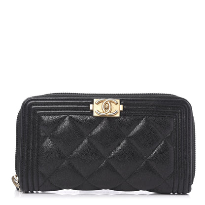 Chanel Caviar Quilted Small Boy Zip Around Wallet Black 1 of 11