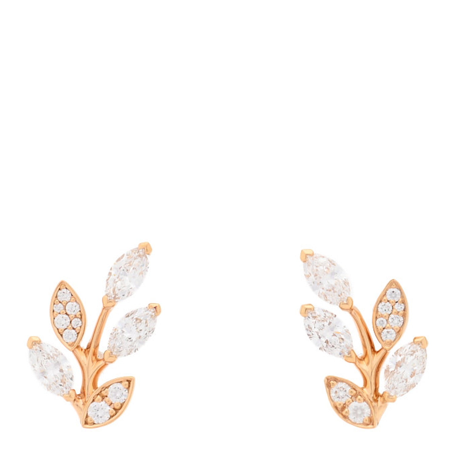 Tiffany 18K Rose Gold Diamond Small Victoria Vine Earrings 1 of 5