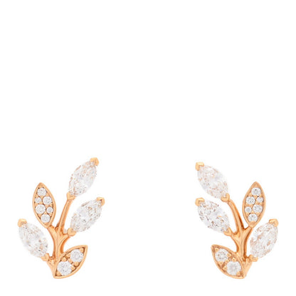 Tiffany 18K Rose Gold Diamond Small Victoria Vine Earrings 1 of 5