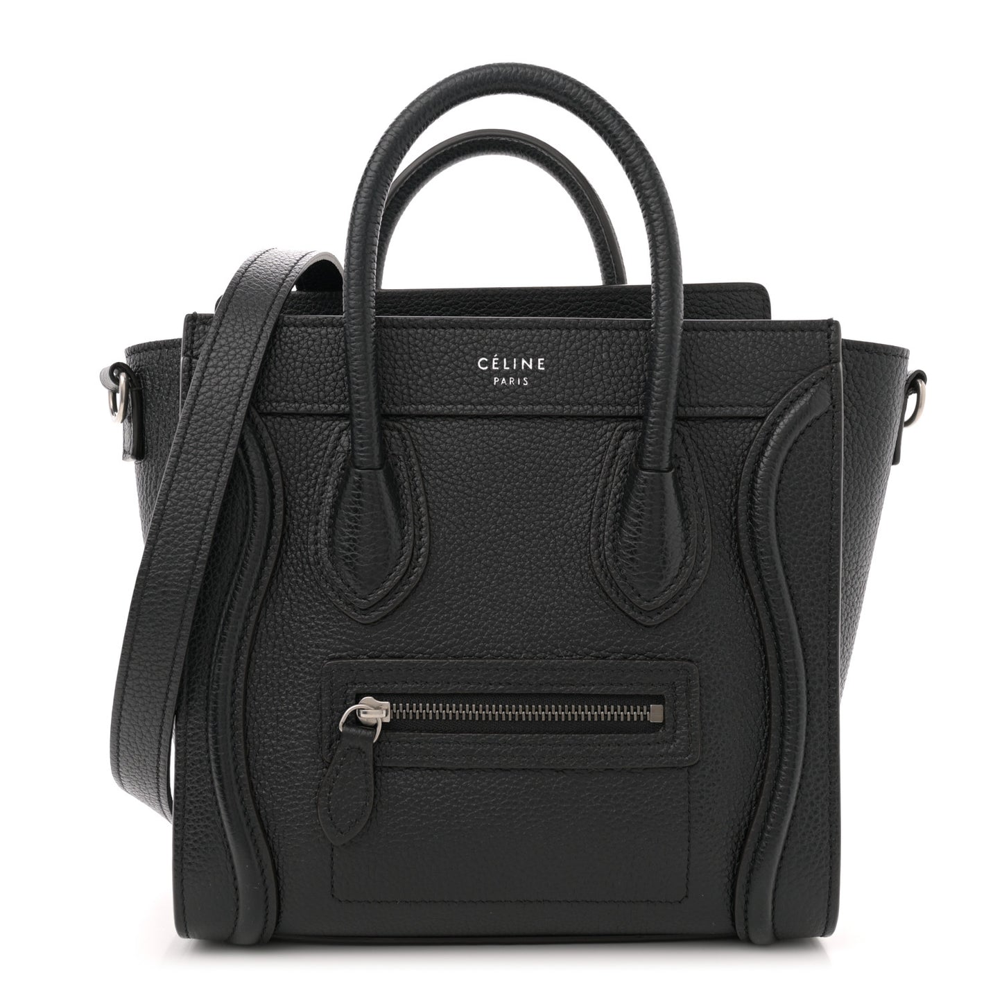 Drummed Calfskin Nano Luggage Black