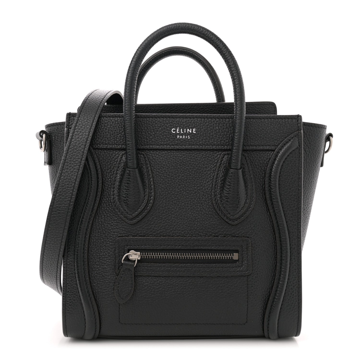 Celine Drummed Calfskin Nano Luggage Black 1 of 10